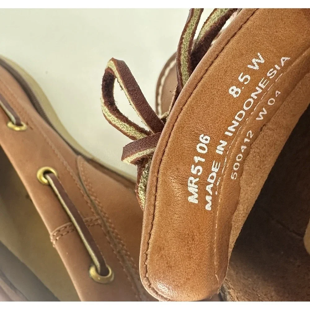 Rockport Perth Leather Brown Loafers Boat Shoes 2 Eye Moc MR5106 Mens‎ 8.5W Wide